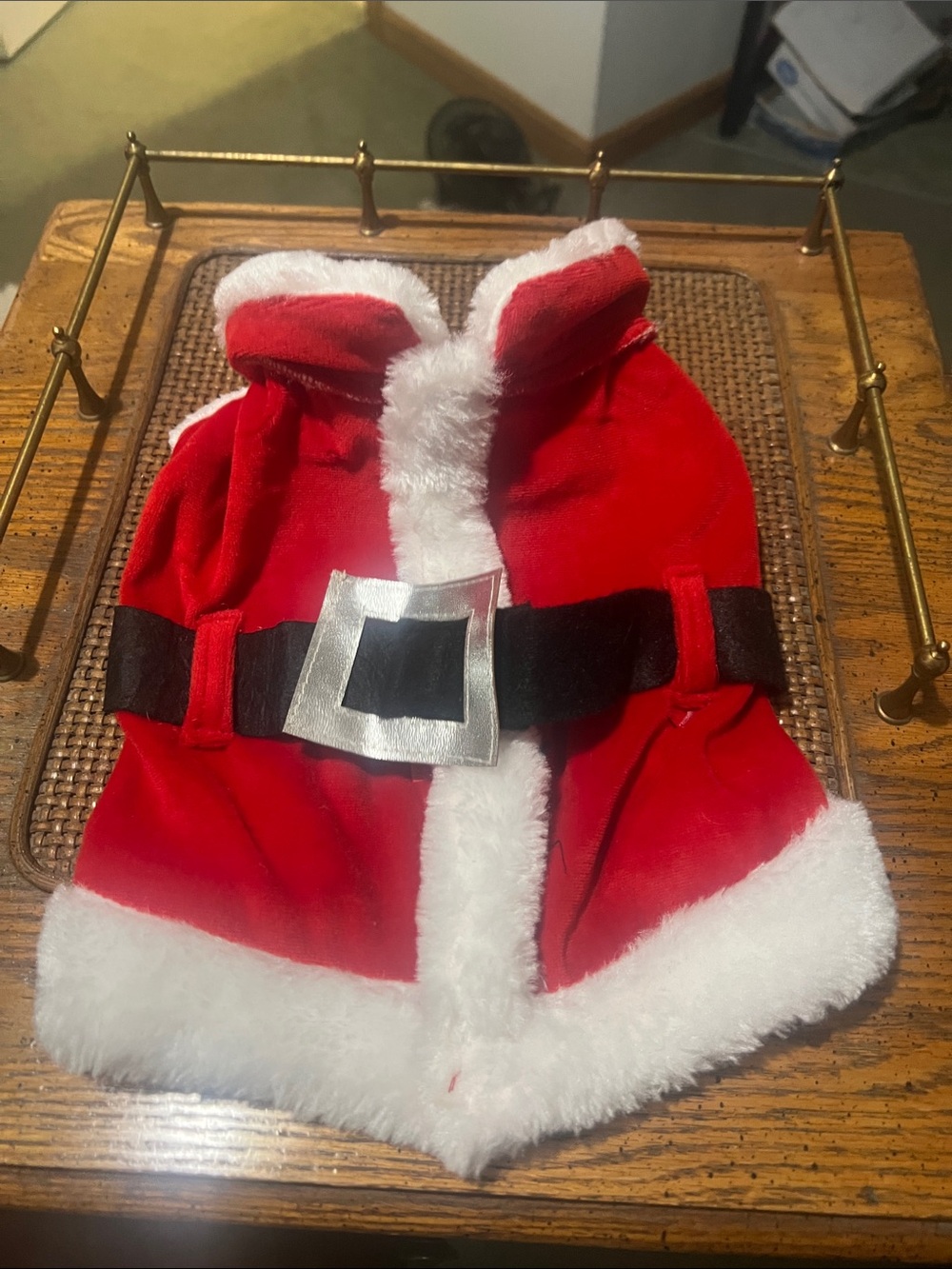 Festive Red Santa-Style Dog Coat with Faux Fur Trim